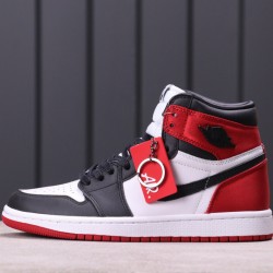 WMNS Air Jordan 1 Satin "Black Toe" CD0461-016 Červená Černá Bílá