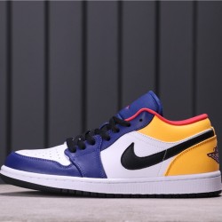 Air Jordan 1 Low "White Navy Yellow" 553558-123 Purple Yellow White Black