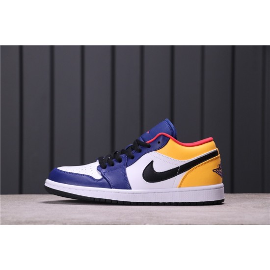 Air Jordan 1 Low "White Navy Yellow" 553558-123 Purple Yellow White Black