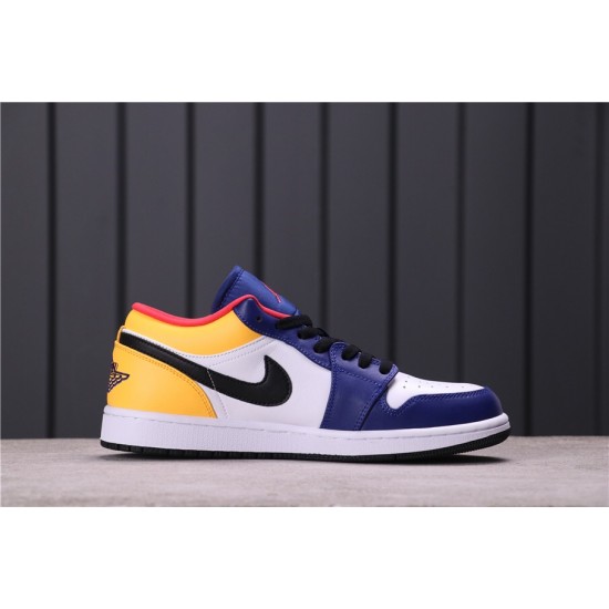 Air Jordan 1 Low "White Navy Yellow" 553558-123 Purple Yellow White Black