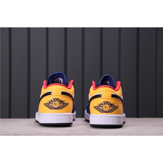 Air Jordan 1 Low "White Navy Yellow" 553558-123 Purple Yellow White Black