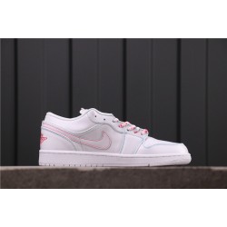 Air Jordan 1 Low GS "Pink" 554723-101 White Pink