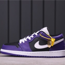 Air Jordan 1 Low Releasing Brzy v Purple and Black 553558-501 Purple Black White