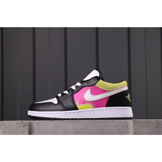 Air Jordan 1 Low SE CW5564 001 Black Pink Green White