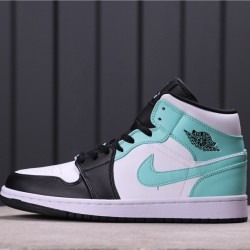 Air Jordan 1 Mid "Track Black Tiffney" 554724-132 Modrá Bílá černá