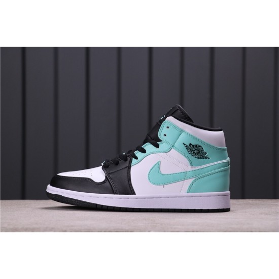 Air Jordan 1 Mid "Track Black Tiffney" 554724-132 Modrá Bílá černá