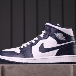 Air Jordan 1 Mid "Obsidian" 554724-174 tmavě Modrá Bílá