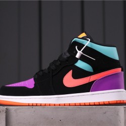 Air Jordan 1 Mid 554725-083 Black Purple Blue