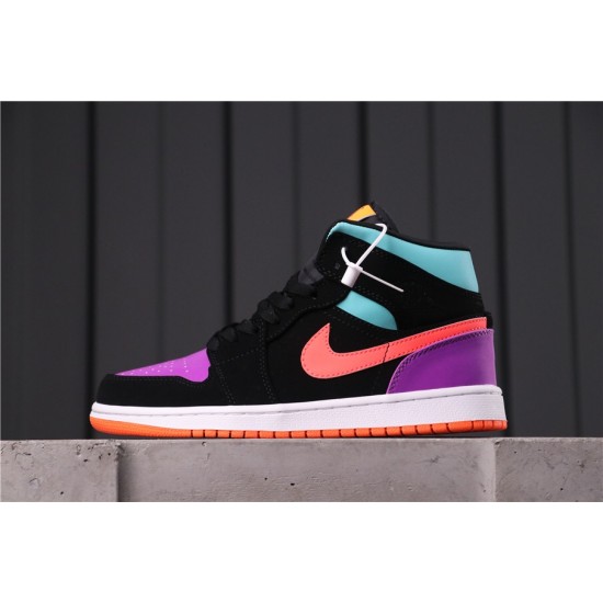 Air Jordan 1 Mid 554725-083 Black Purple Blue