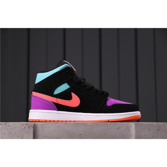 Air Jordan 1 Mid 554725-083 Black Purple Blue