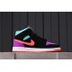 Air Jordan 1 Mid 554725-083 Black Purple Blue