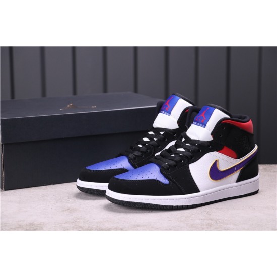 Air Jordan 1 Mid "What the" 852542-005 Black White Purple