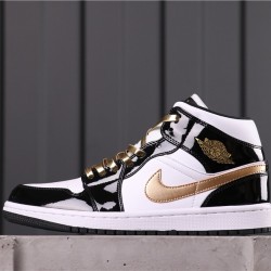 Air Jordan 1 Mid "Patent Gold" 852542-007 černé Bílé Zlato