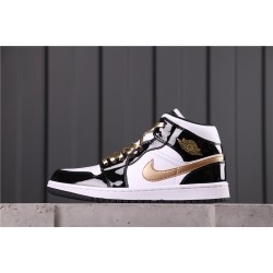 Air Jordan 1 Mid "Patent Gold" 852542-007 černé Bílé Zlato