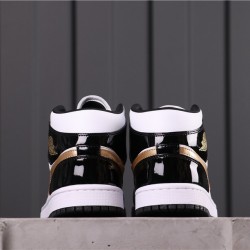 Air Jordan 1 Mid "Patent Gold" 852542-007 černé Bílé Zlato