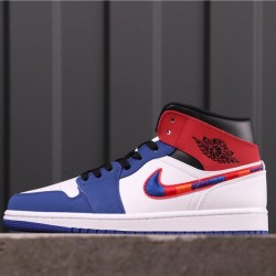 Air Jordan 1 Mid "Multicolor Swoosh" 852542-146 Bílá Modrá červená