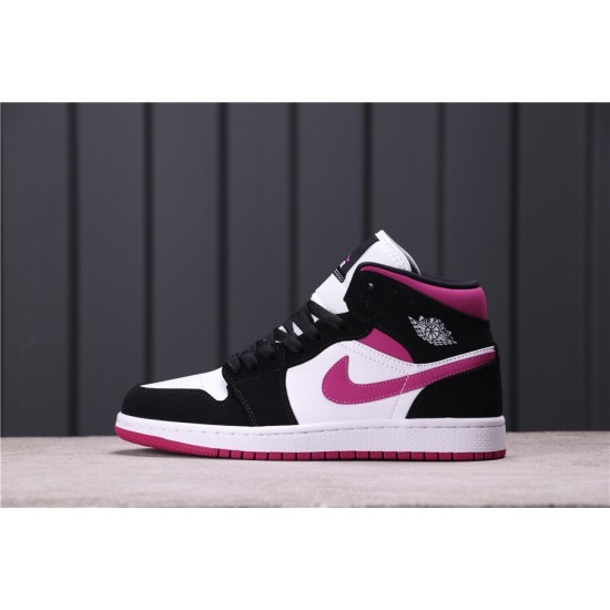 Air Jordan 1 Mid "White Black Pink" BQ6472-005 Černá Bílá Fialová