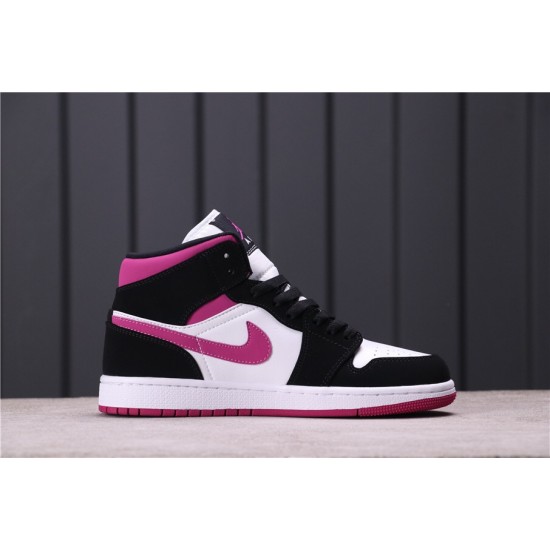 Air Jordan 1 Mid "White Black Pink" BQ6472-005 Černá Bílá Fialová