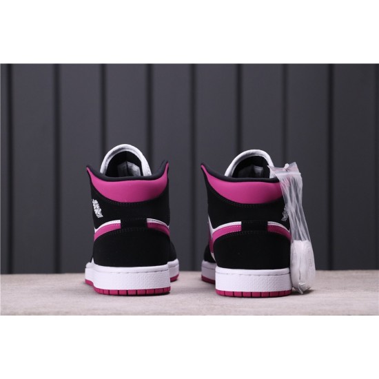 Air Jordan 1 Mid "White Black Pink" BQ6472-005 Černá Bílá Fialová