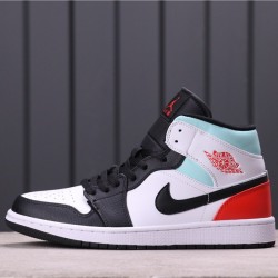 Air Jordan 1 Mid GS "Black Toe" BQ6931-100 Bílá černá Modrá červená