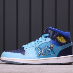 Air Jordan 1 Mid GS BV7446-400 Modrá Tmavě Modrá