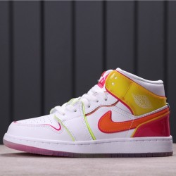 Air Jordan 1 Mid SE "Edge Glow" CV4611-100 Bílá žlutá růžová