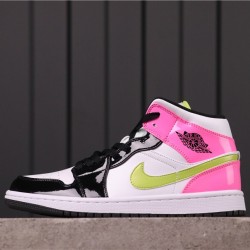 Air Jordan 1 Mid SE "Patent Multi" CZ9834-100 Růžová Černá Bílá Modrá