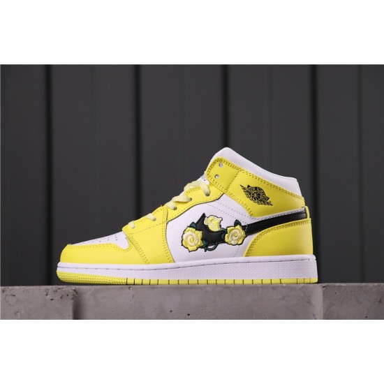 Air Jordan 1 Mid SE GS "Rose Patch" AV5174-700 žlutá Bílá černá