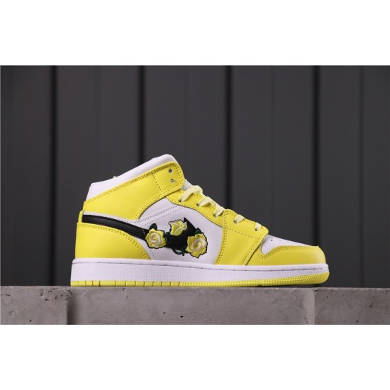 Air Jordan 1 Mid SE GS "Rose Patch" AV5174-700 žlutá Bílá černá